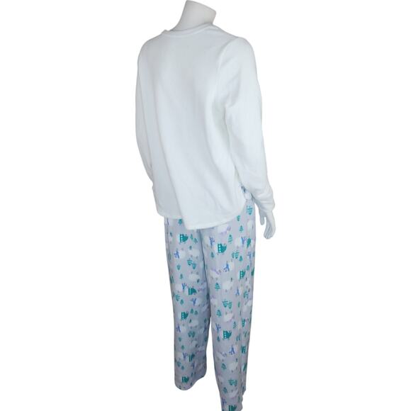 Cuddl Duds Regular Fleecewear with Stretch Pajama Set, Ivry/WollySheep Medium - Picture 8 of 16